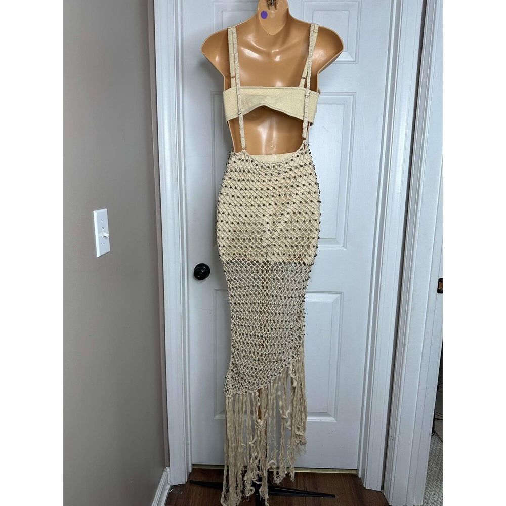 Free People Beige Crochet Fringe Maxi Dress - Picture 5 of 5